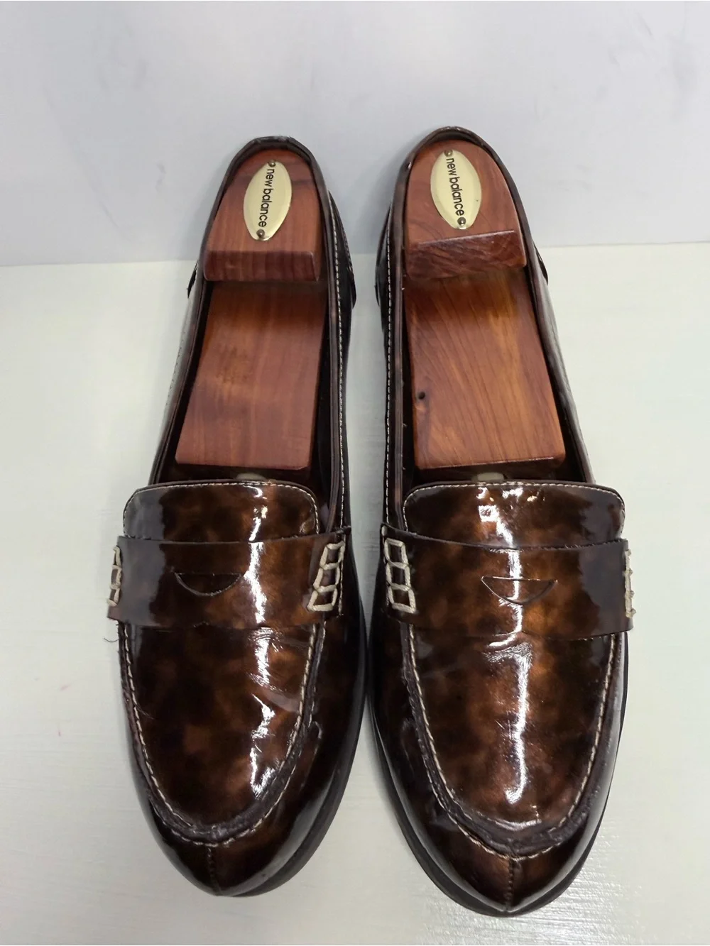 Van Buchman Tortoiseshell Patent Leather Penny Loafers Brown Size 9 M